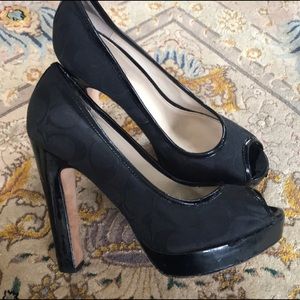 Coach black open toed pumps size 7
